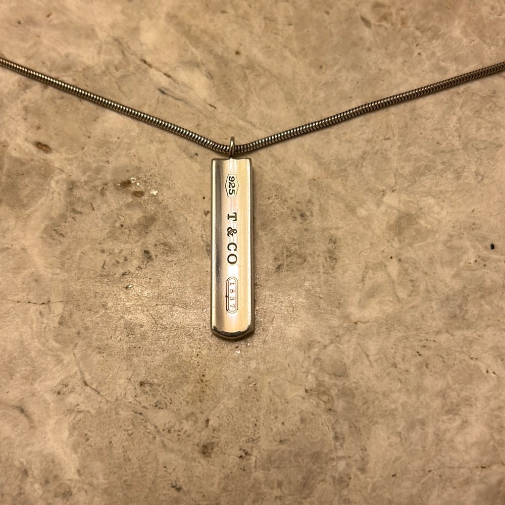 Tiffany’s silver 1837 Collection Bar Pendant necklace